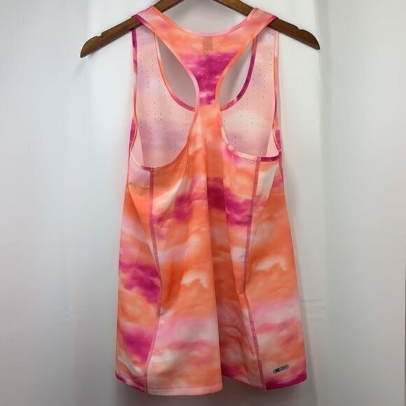 RBX Floaty Workout Tank Racer Back Lightweight Orange/Pink/White Tie Dye, Sz Med - Picture 2 of 6
